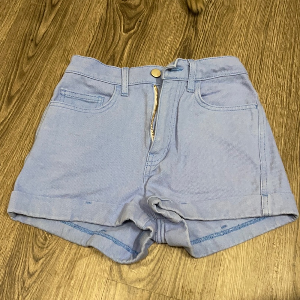 American Apparel blue denim high waisted shorts. Size 24